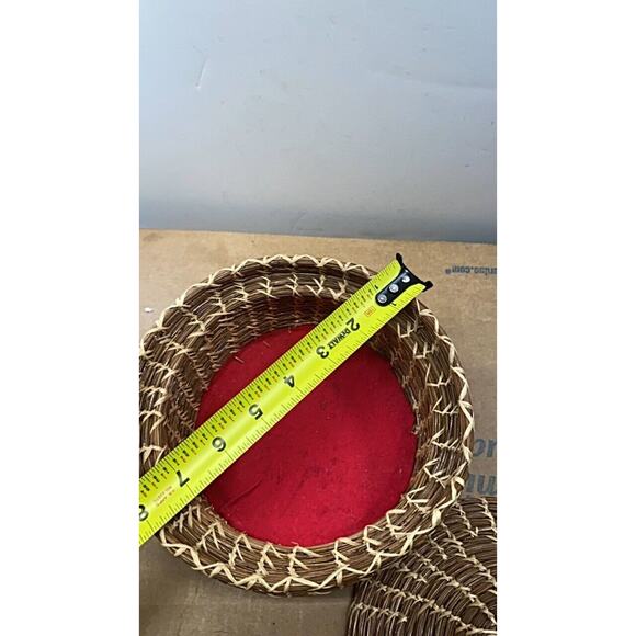 Hand Woven Deep Trinkets Red Inside Whatnots Keys Decorative Basket Shelf Desk - Picture 8 of 10